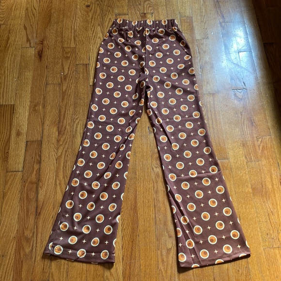 Cider Retro Brown Patterned Flare Trouser Pants - Picture 7 of 8